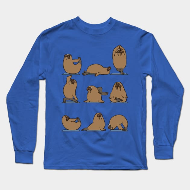 Walrus Yoga Long Sleeve T-Shirt by huebucket